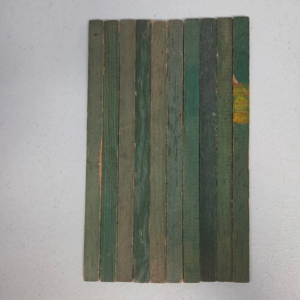 Vintage Lincoln Logs Green 12 Inch Wood Roof Slats Replacement Parts Set of 11